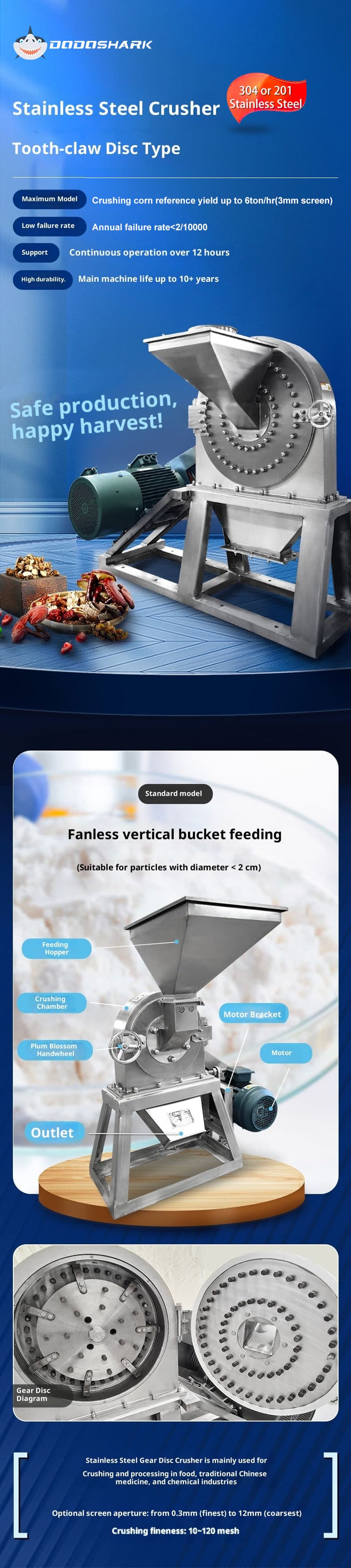 Stainless steel crusher brochure cover with complete machine setup